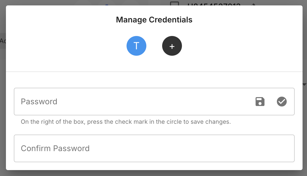 Reset Password view with Password and Confirm Password fields