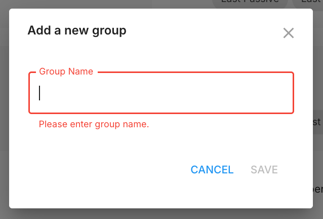 Simple Add a new group dialog with Group Name field