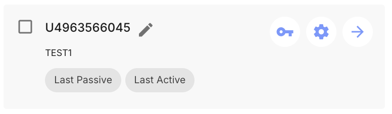 A single participant card showing name, group, data collection buttons, and action icons
