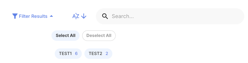 Filter Results dropdown with group bubbles showing group names and participant counts