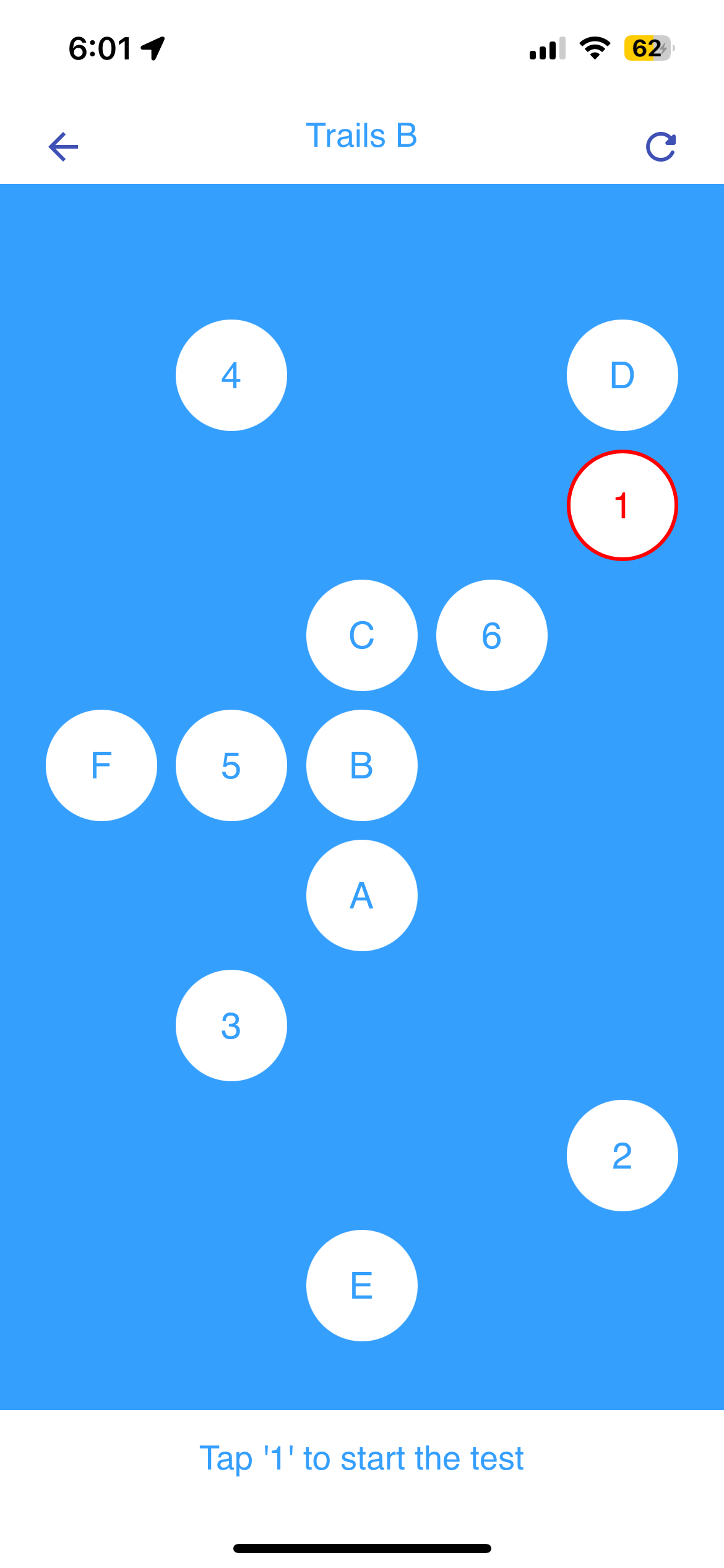 Trails B cognitive game