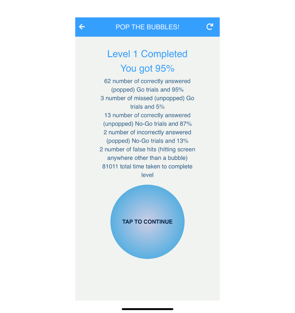 Pop the Bubbles scoring